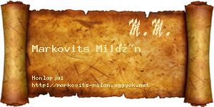 Markovits Milán névjegykártya