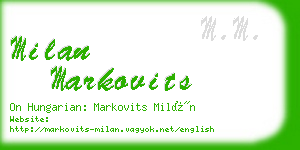 milan markovits business card